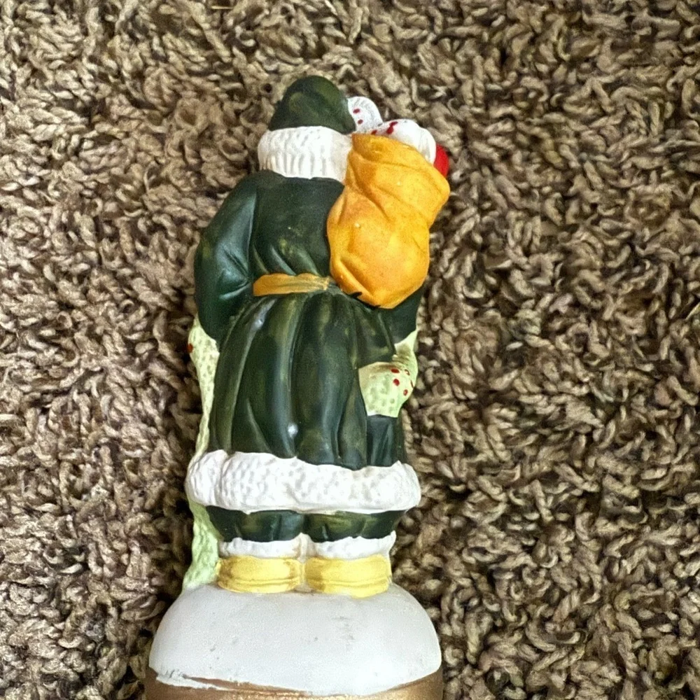 Vintage Green Santa Figurine with Wreath